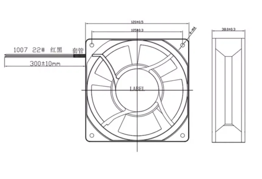 120x120x38 مللي متر مقاومة درجات الحرارة العالية 12 فولت 24 فولت 48 فولت محول تردد الخادم مروحة التبريد
