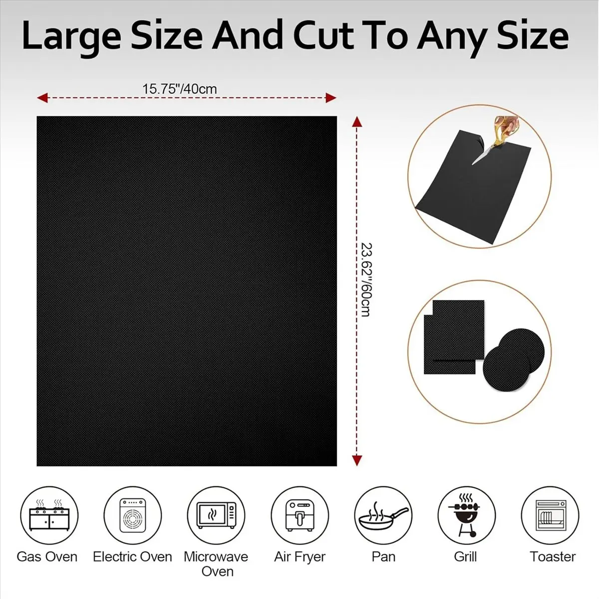 【Clearance Sale】Oven Liners for Bottom of Oven, 5 Pack 16X24 Inch Thick Heavy Duty Non Stick Oven Mats, Reusable Oven Liners Bla
