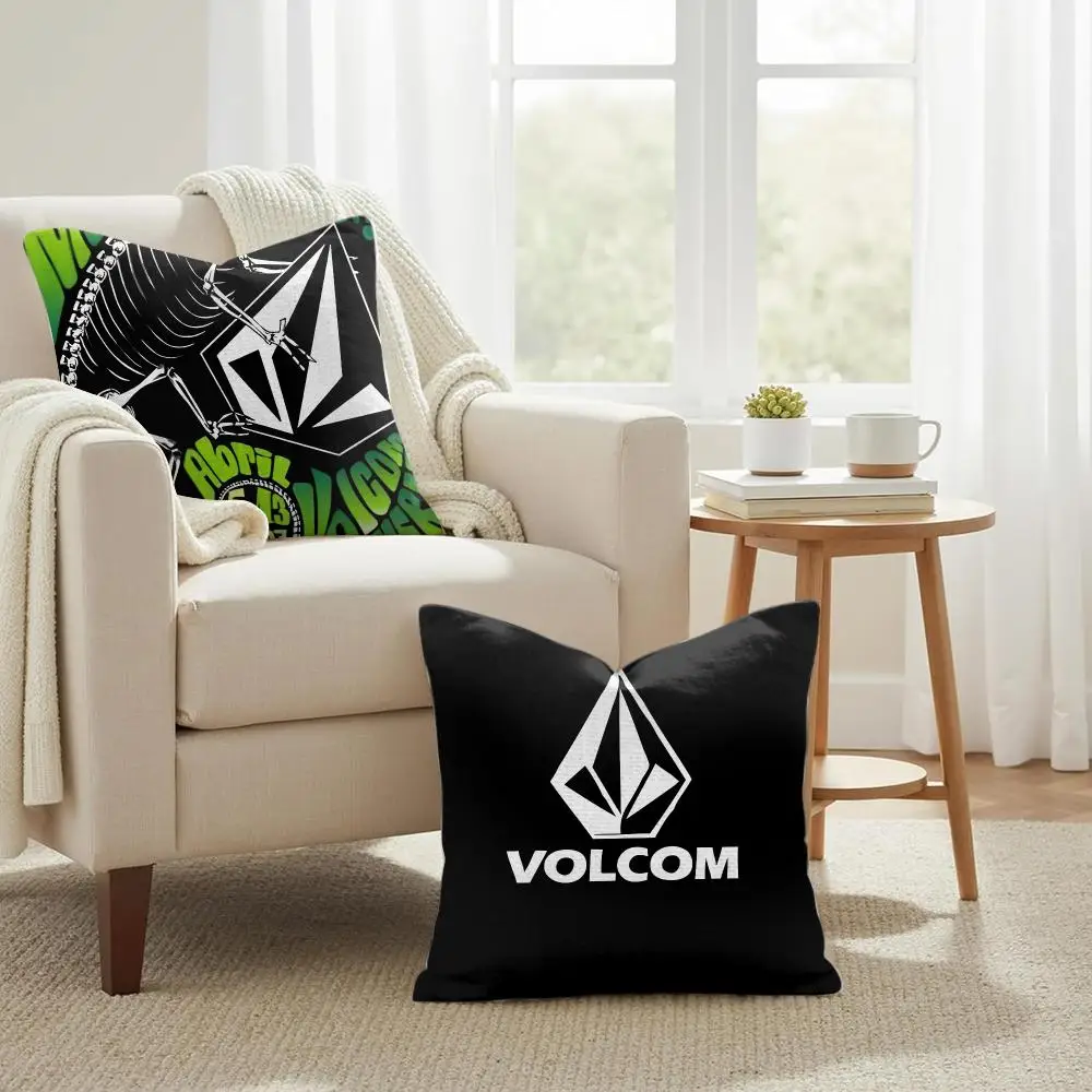 Luxury v-Volcom Fashion Cushion Cover Natural Linen Organic Fabric Double-Sided Printing Sofa Home Decor Gift Pillow Case