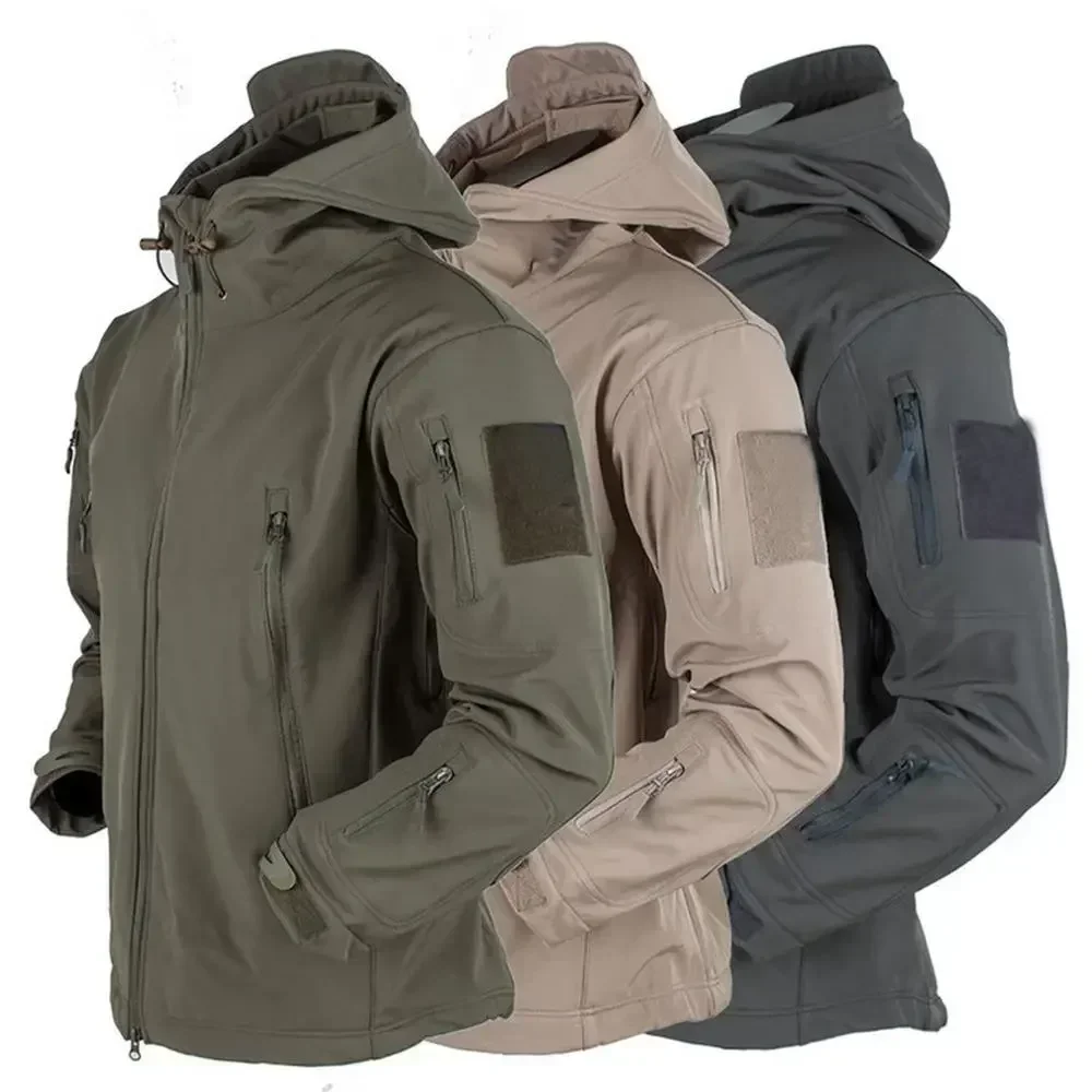 Men  Windproof Breathable Thermal Hooded Hot Selling Military Waterproof Jacket Men's jacket Outdoor Soft Fleece
