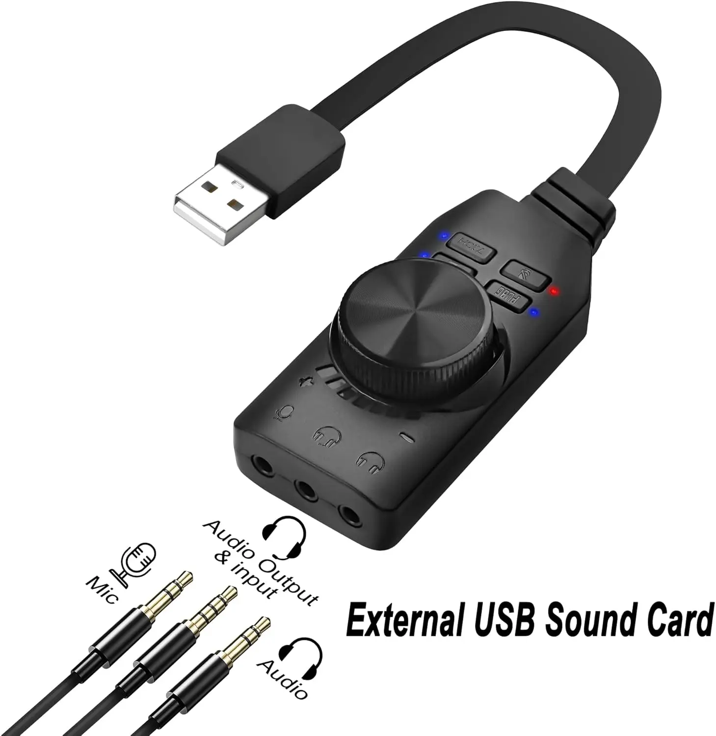 USB Sound Card Virtual 7.1 Surround Sound USB External Sound Card Adapter with PUBG Sound Effects for PC/PS4/PS5/ Plug and Play