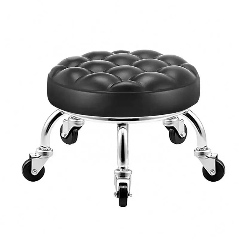 Manufactured Home Furniture Round Low Rolling Chair Synthetic Leather Small Stool