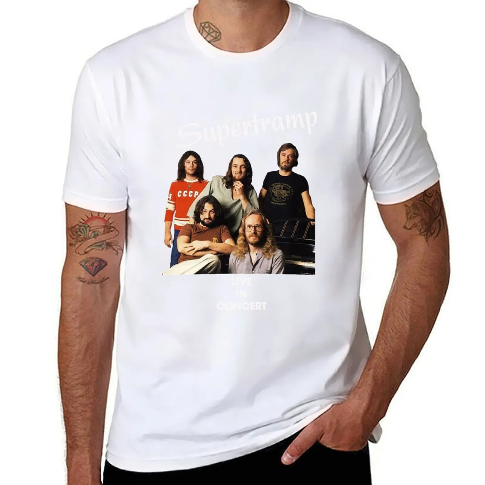 

Retro Rock Supertramp Live in Concert T-Shirt cotton t shirts high quality t shirts for man graphic vintage T-Shirt