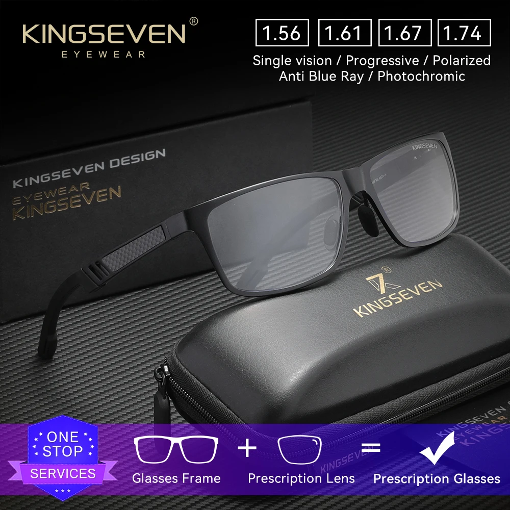 

KINGSEVEN повседневные очки высокого качества по рецепту с защитой от синего света, оптические линзы для близорукости и дальнозоркости, мужские и женские очки для чтения