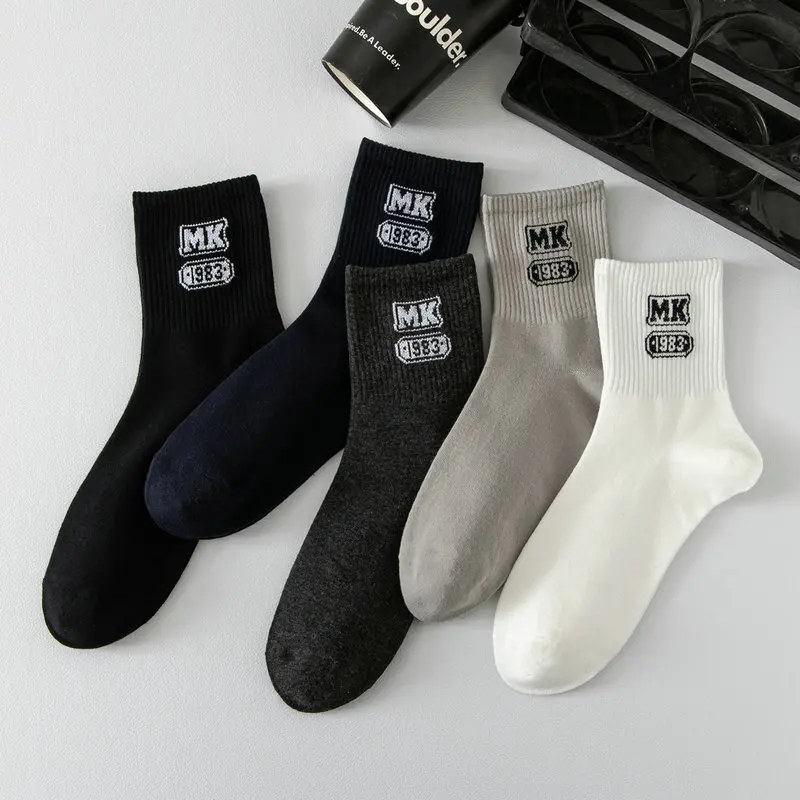 5/10 Pairs Fashion Letters Breathable All-match Casual Socks Men's Socks Sports Socks Autumn and Winter Socks Mid-tube Socks