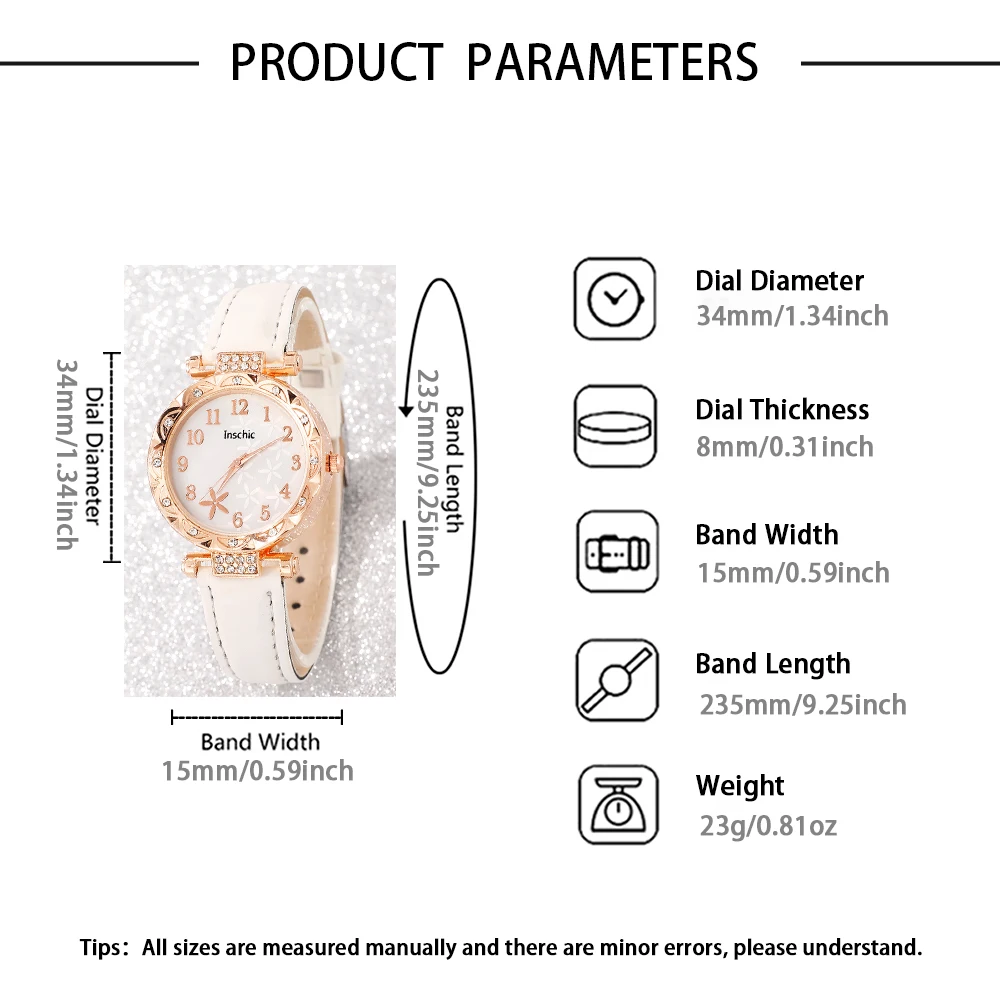 6 new styles of girls' fashionable quartz watch set versatile daily wear party Valentine's day party Easter Ramadan Halloween Ch