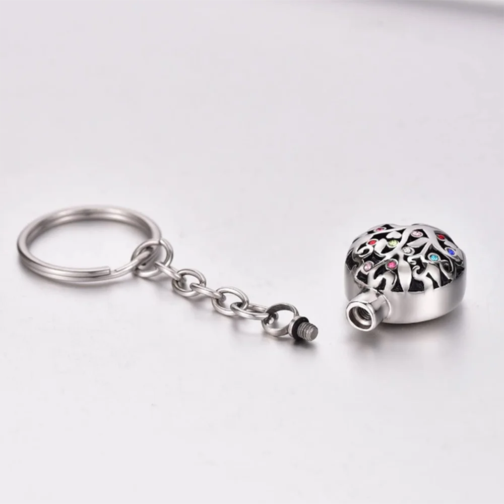 شجرة الحياة الفولاذ المقاوم للصدأ تذكارية تذكار سلسلة المفاتيح ل رماد الحرق خاتم رئيسية يمكن تخصيصها #3