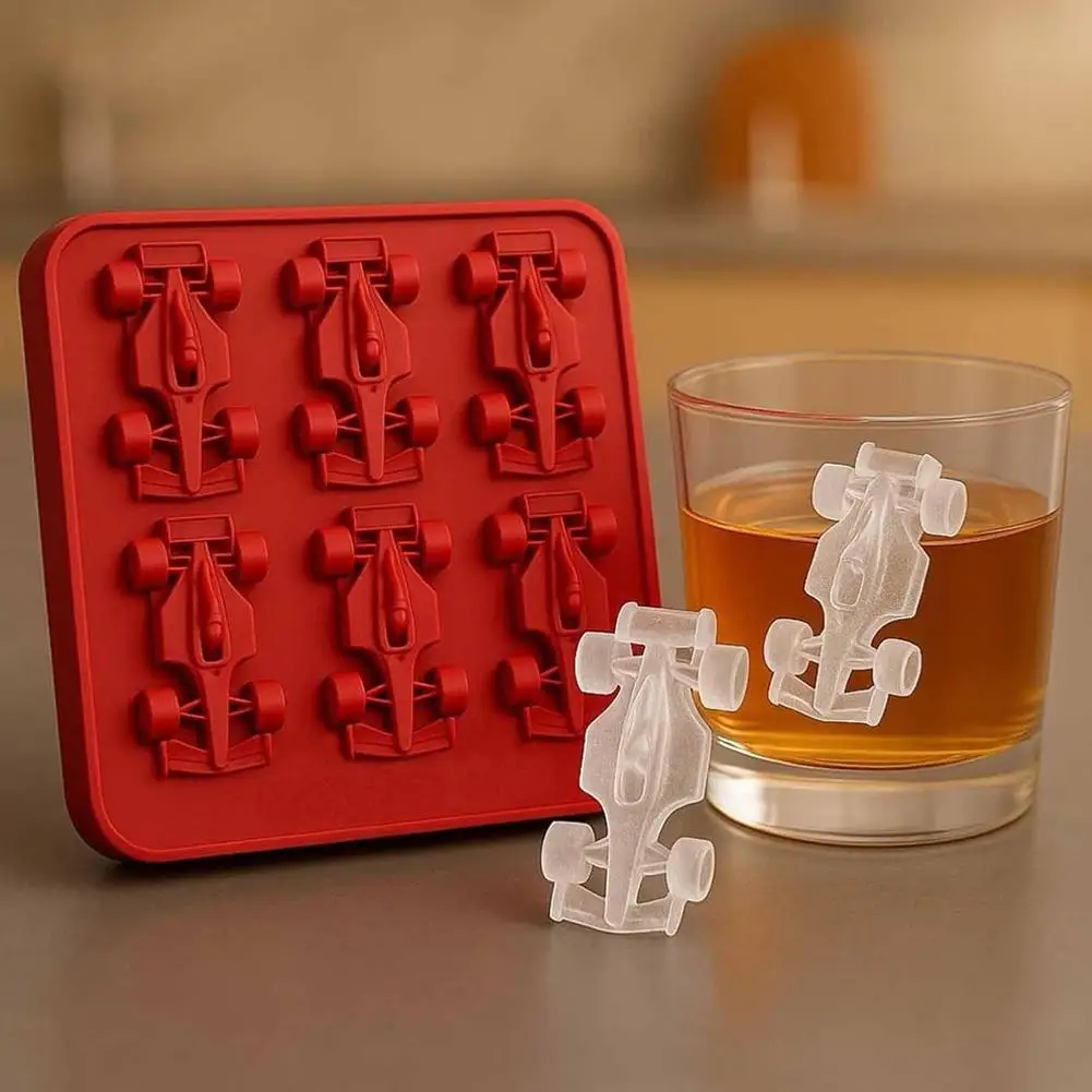 Formula Racing Car Ice Mold F1 Ice Mold, Silicone Racing Car Jelly Mold, 6-Cavity 3D Race Car Tumbler Ice Cube Tray Baking Tool