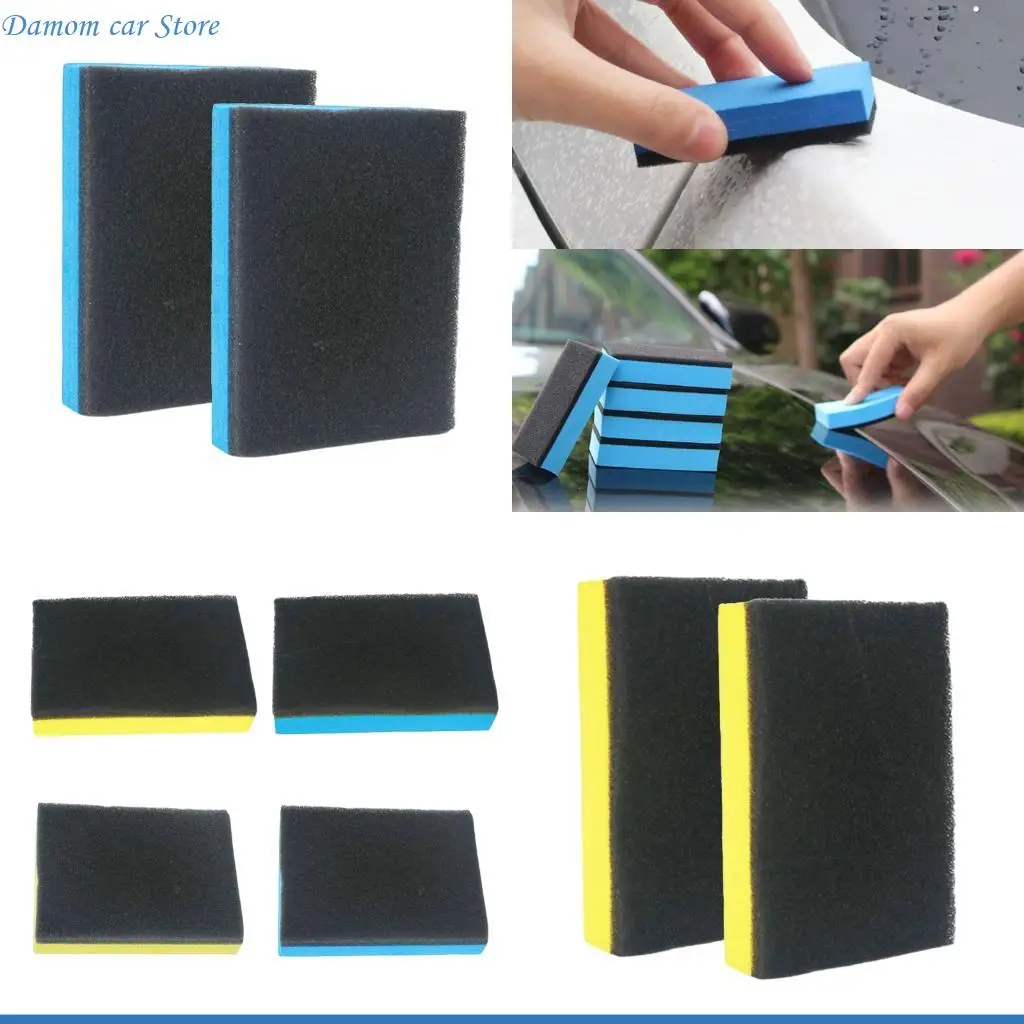 A2UC 2pcs Ceramic Coating Applicator Sponge Vehicle Waxing Pad Automotive Detailing Accessories Crystal Plating Sponge Block