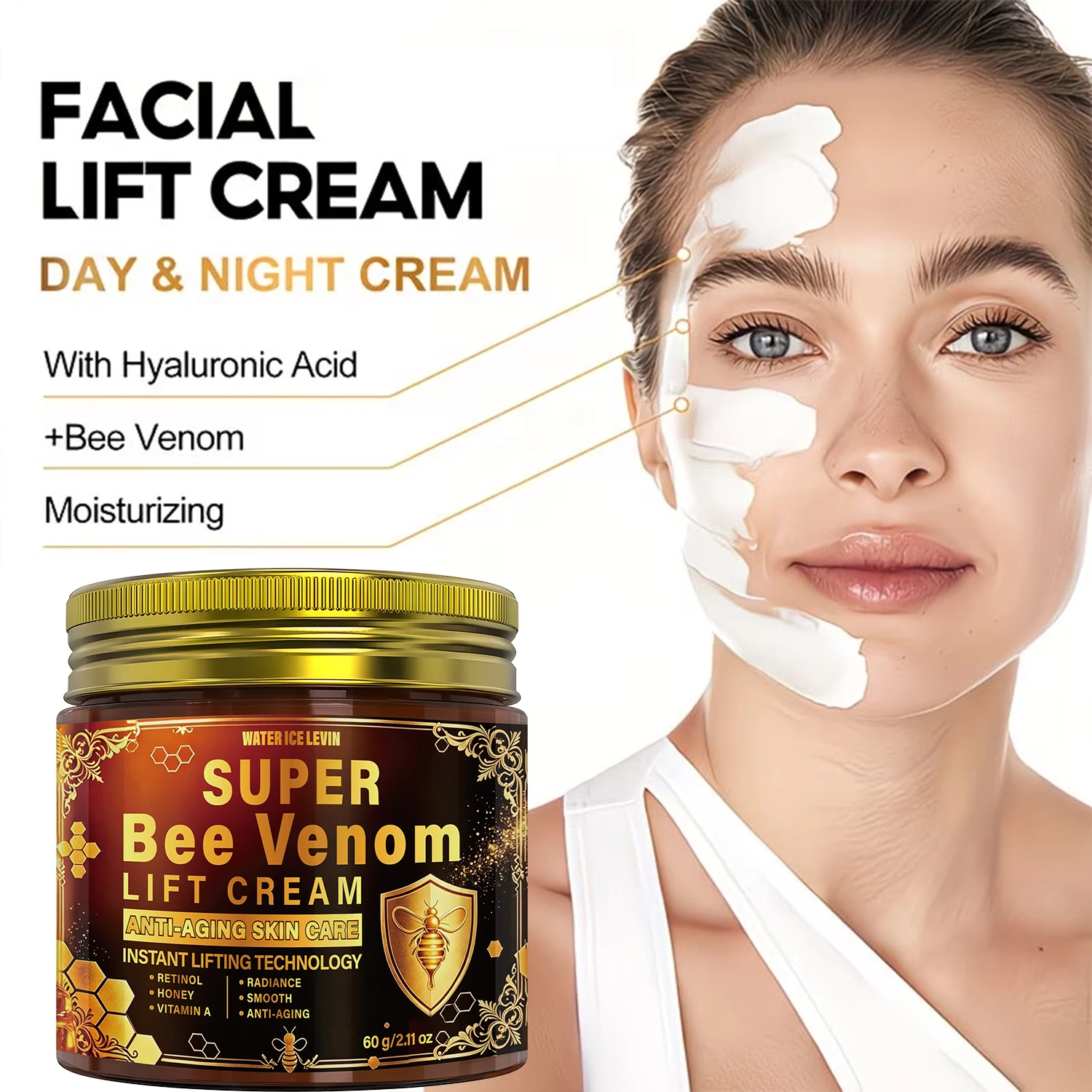 60g Super Bee Venom Anti‑Aging Lift Cream Hyaluronic Acid Retinol Honey Vitamin a Instant Lifting Facial Skin Care Cream