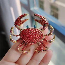 Trendy Rhinestone Crab Brooches for Women Unisex Animal Pins 2-color Available Casual Party Accessories Gifts