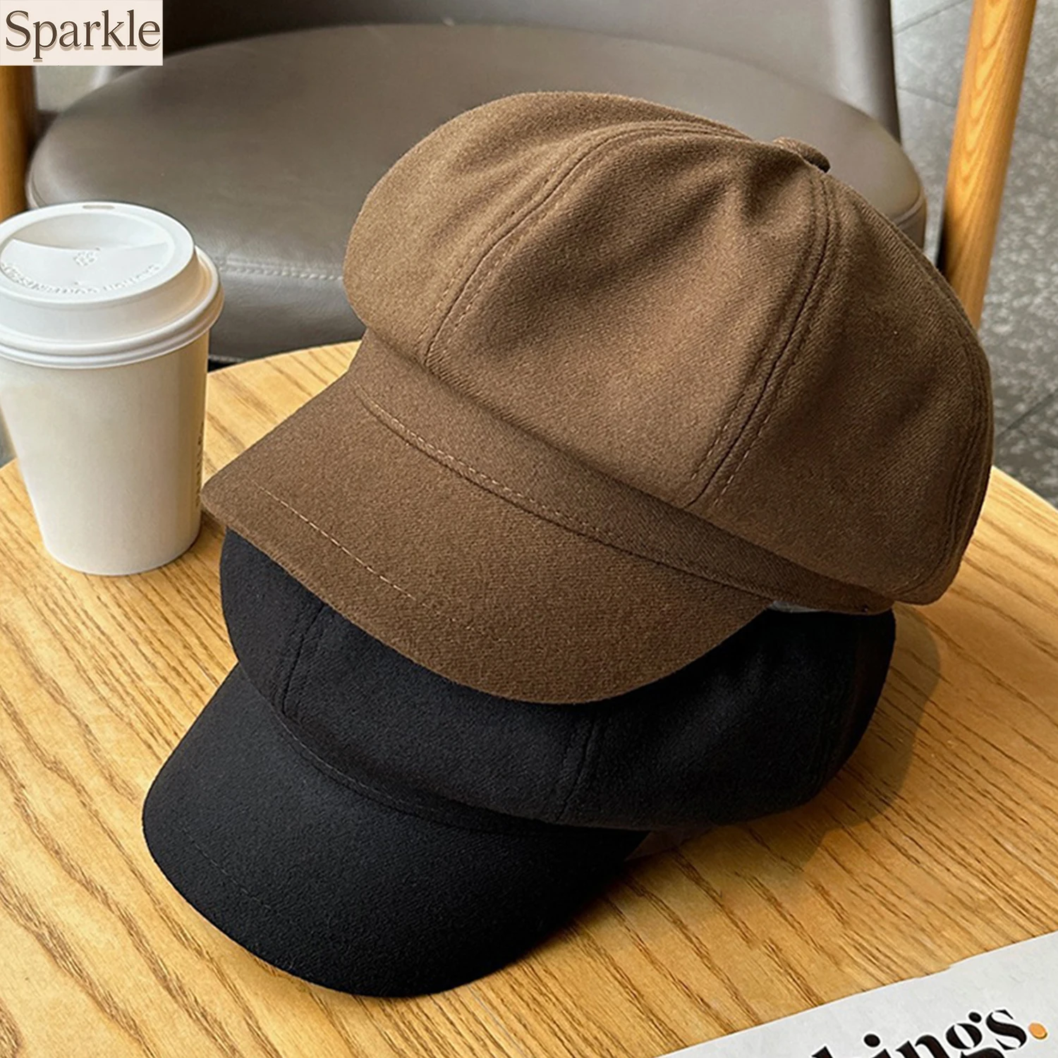 

Women Vintage Corduroy Beret Cap Autumn Winter Solid Color Octagonal Newsboy Artist Cap Female Girl Windproof Painter Peaked Ha