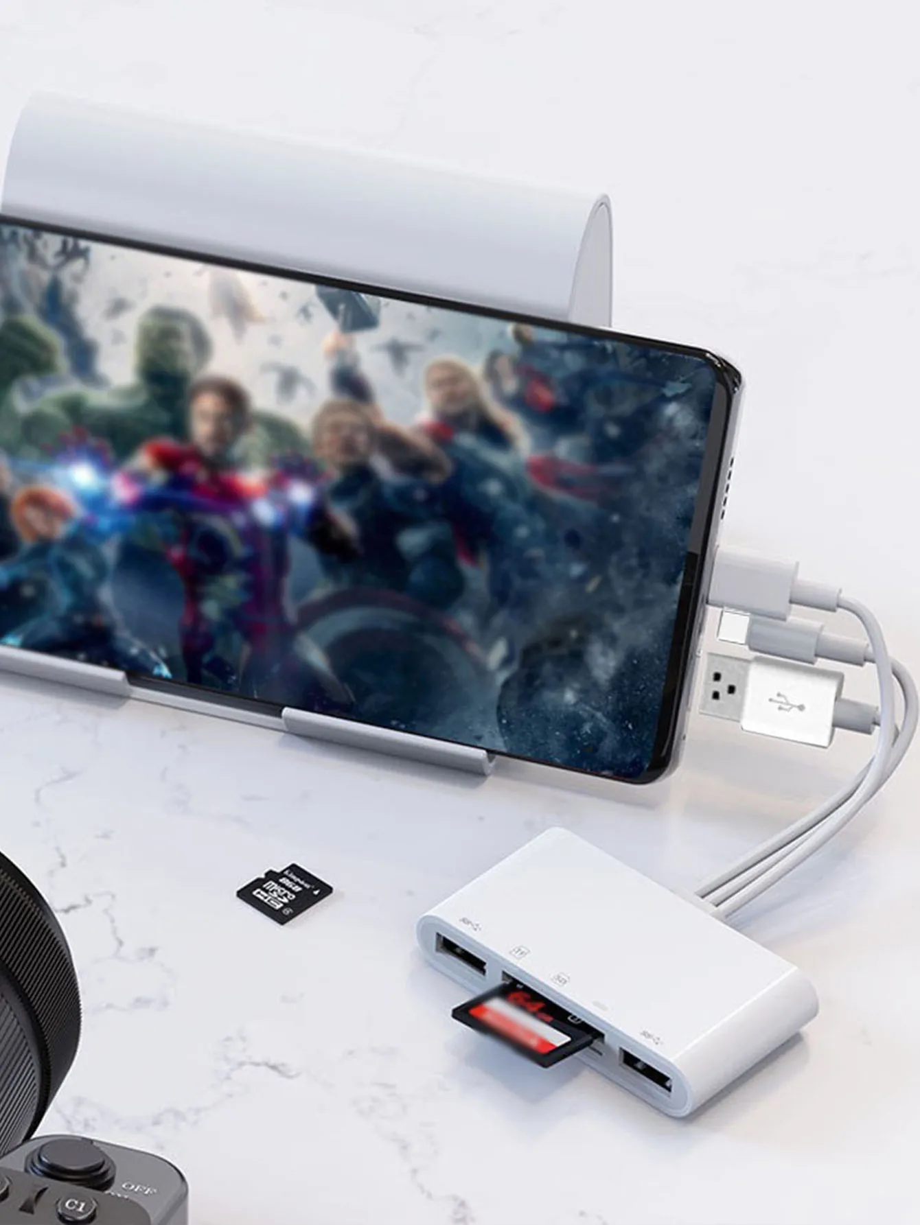 3-Draht-5-in-1-Kartenleser, USB2.0, Multifunktions-OTG-Konverter, Hoch geschwindigkeit übertragung, kompatibel mit iPhone/Android/iPad