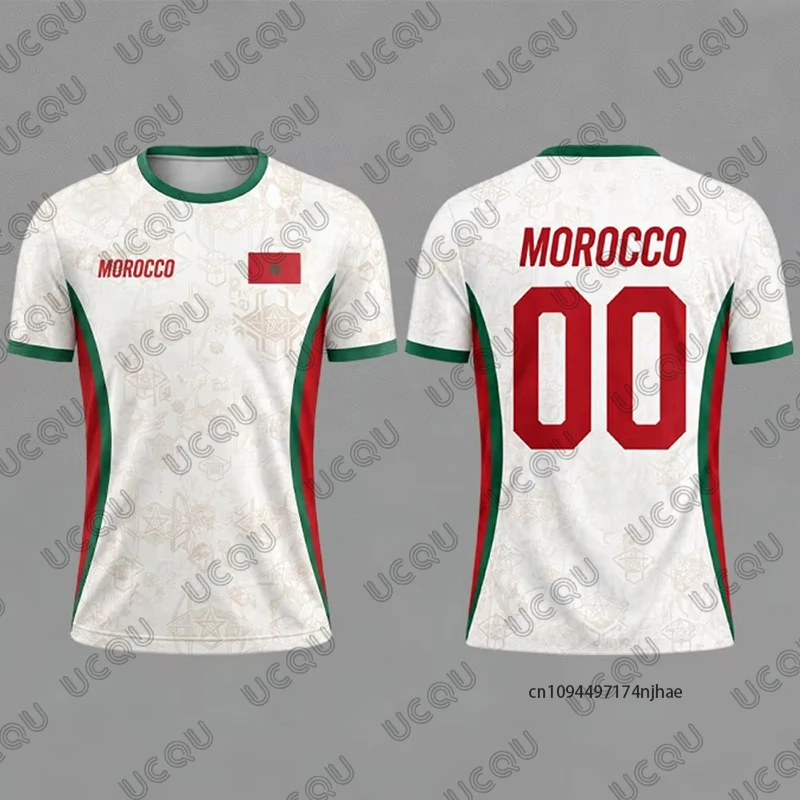 Summer New Morocco Flag Graphic Football Men's T-shirt National Emblem Print Sports Quick Dry O-neck Tees Casual Kids/Adult Tops - view 2