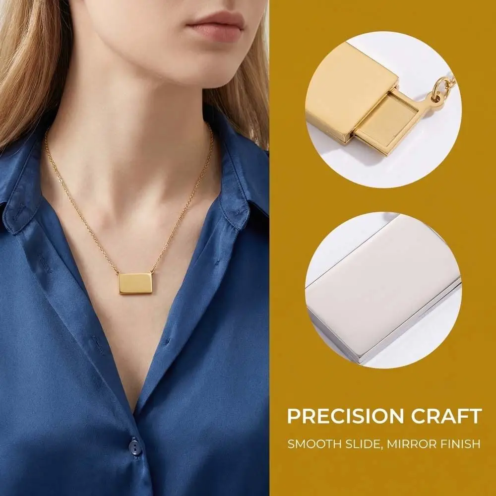 Titanium Steel Photo Envelope Necklace Handmade Aesthetic Photo Envelope Pendant Adjustable Opening and Closing Couple Locket