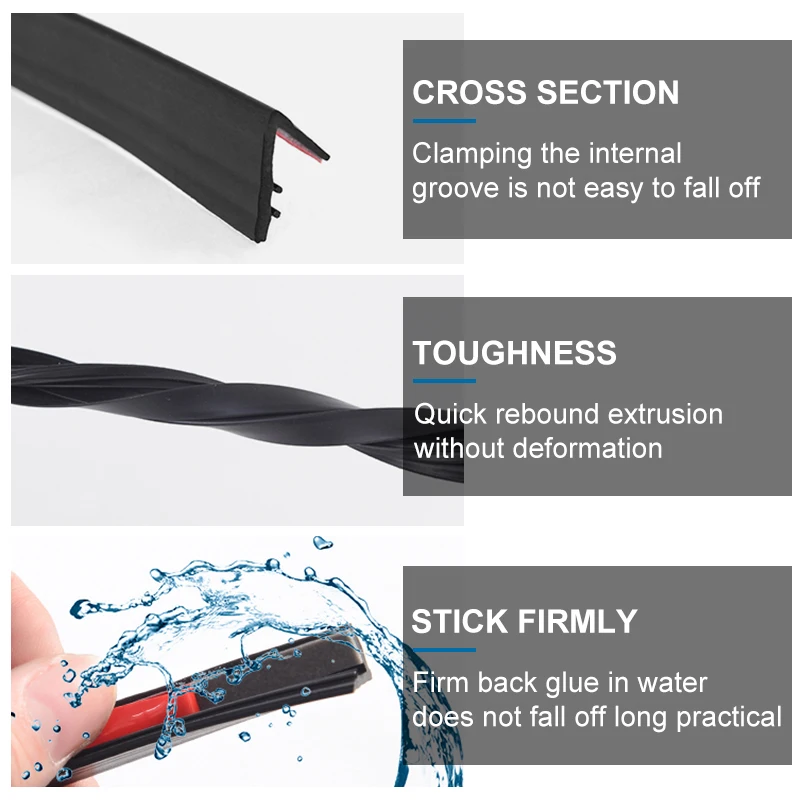 BLALION  Car Window Seal Strip 7-Shape Auto Rubber Side Window Gap Filler Noise Insulation Waterproof Windproof Sealing Strips