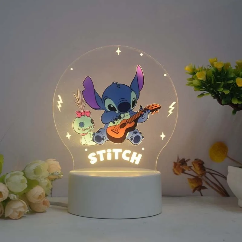 Disney-Lilo & Stitch Cartoon Animation Night Light, Candeeiro de Mesa Decorativo Quarto Infantil, Criativo, Periférico, Presente de Natal