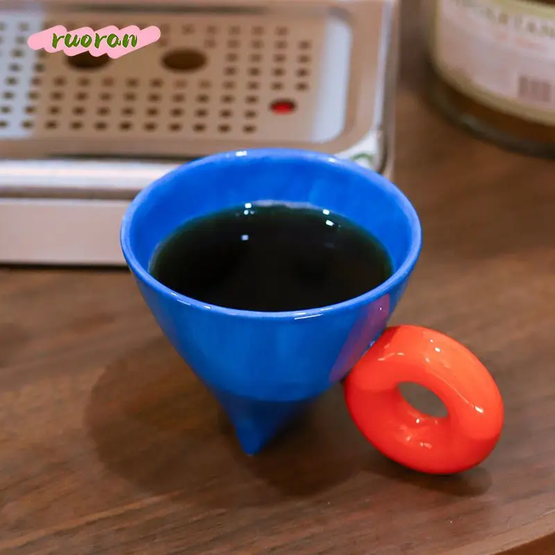 Ceramic Conical Coffee Cup Collins Style Pour Over Creative Dining Cup Japanese Fulcrum Design Light Luxury Milk Tea Mug