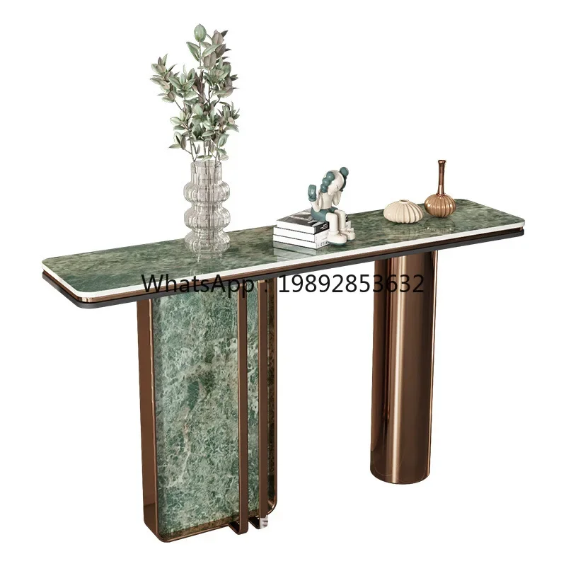 LYY Light Luxury Marble Pattern Entryway Table Stainless Steel Entryway Table Entryway Living Room Console Table
