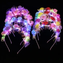 5Pcs LED Flashing Flower Headband Women Girl Light Up Hair Wreath Garlands Headwear Glowing Wreath Rave Birthday Party Supplies