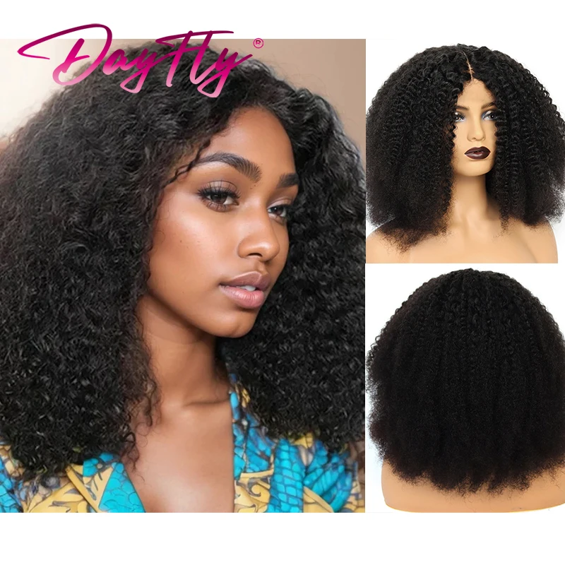 Afro Kinky Curly Wig Human Hair Mongolian Curly Human Hair Wigs 4x4 Swiss Lace Closure Wig For Women peruque cheveux naturels