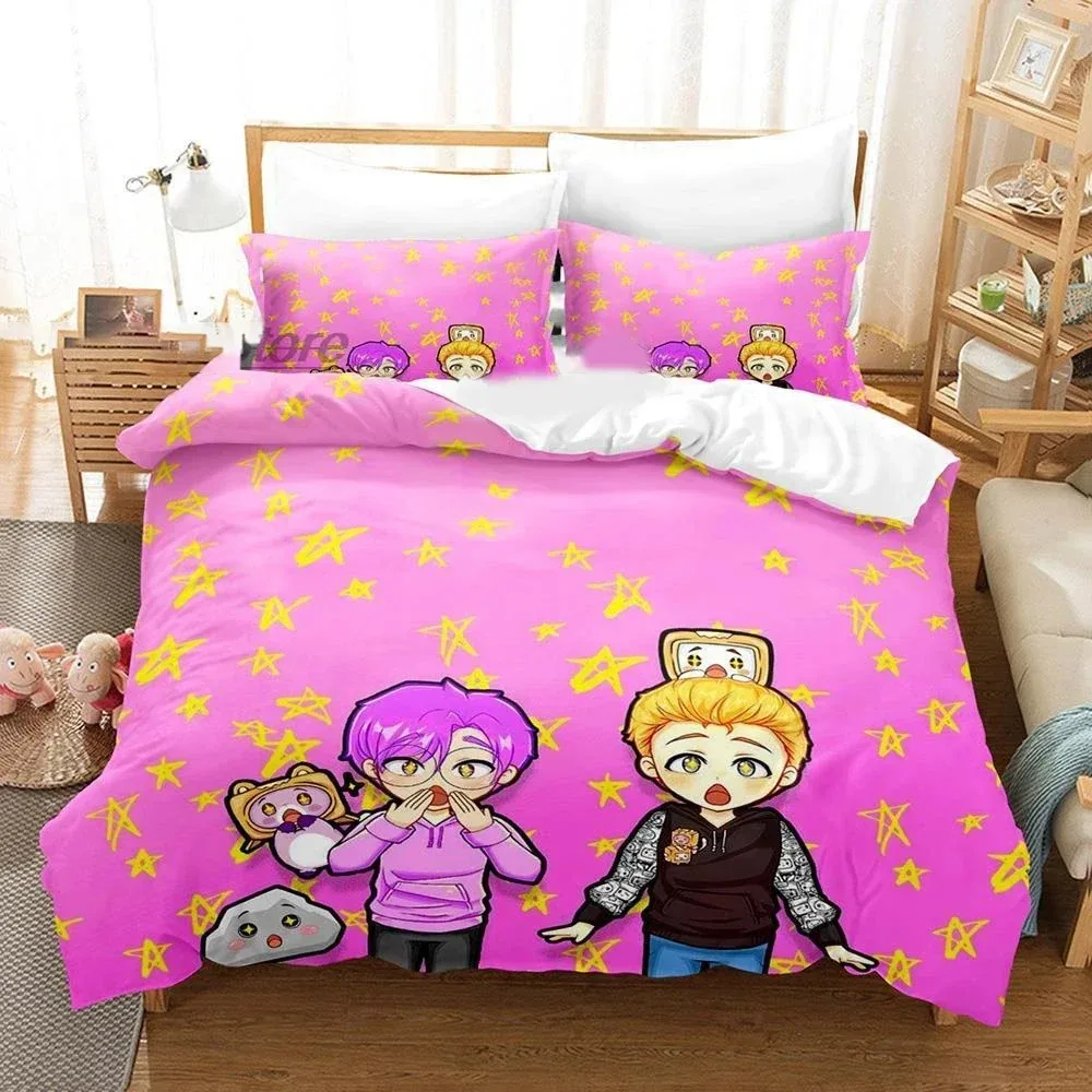 

3D Printed Lankybox Foxy Boxy Bedding Set Duvet Cover Bedroom Comforter Covers Single Twin King Size Quilt Cover Home