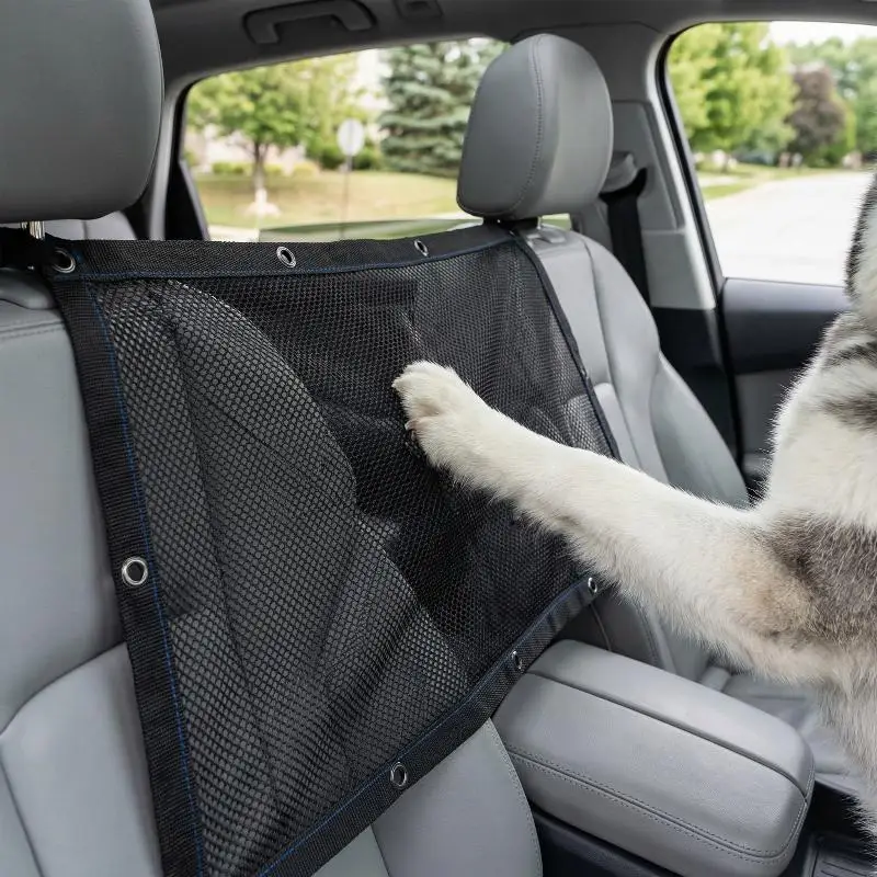 Dog Safety Net Barrier for Car Universal Breathable Mesh Partition for Vehicles Pet Backseat Isolation Easy Fit Guard