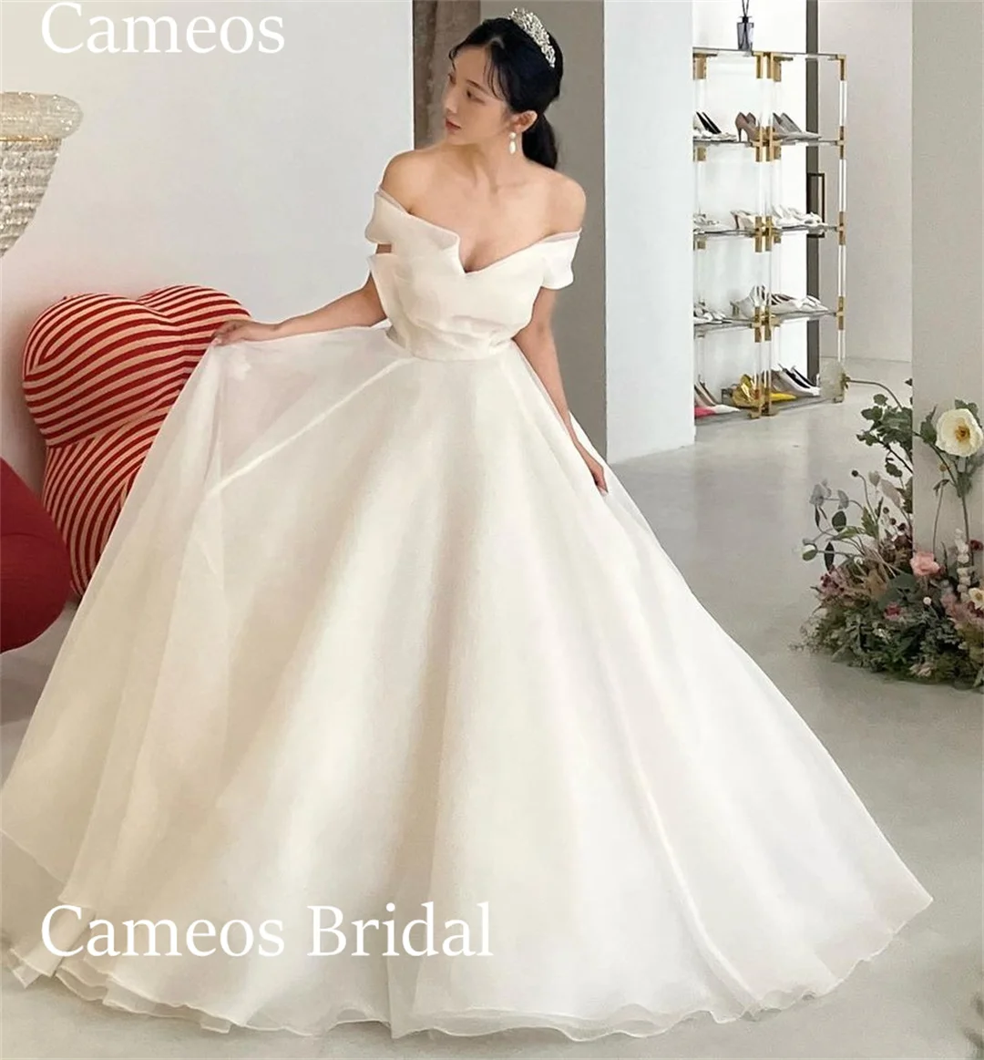 

SONDR Korea Off the Shoulder Wedding Dress Custom Made Formal Bride Dress Ivory 웨딩드레스 Organza A-Line Wedding Gown Bridal