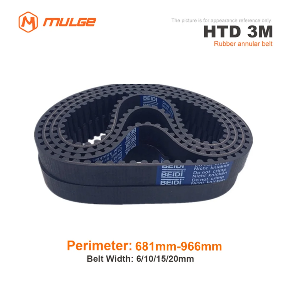 

HTD 3M High-Quality Rubber Timing Belt Perimeter 681/684/696/699mm-945/954/960/966/mm Width 6/10/15/20mm