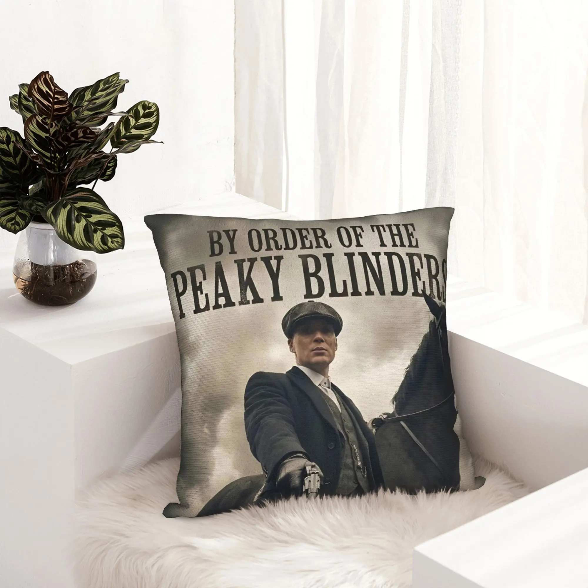 P-Peaky Blinders Tommy Shelby Pillowcase Printing Fabric Cushion Cover Decorative  Throw Pillow Case Cover Home Square 45X45cm