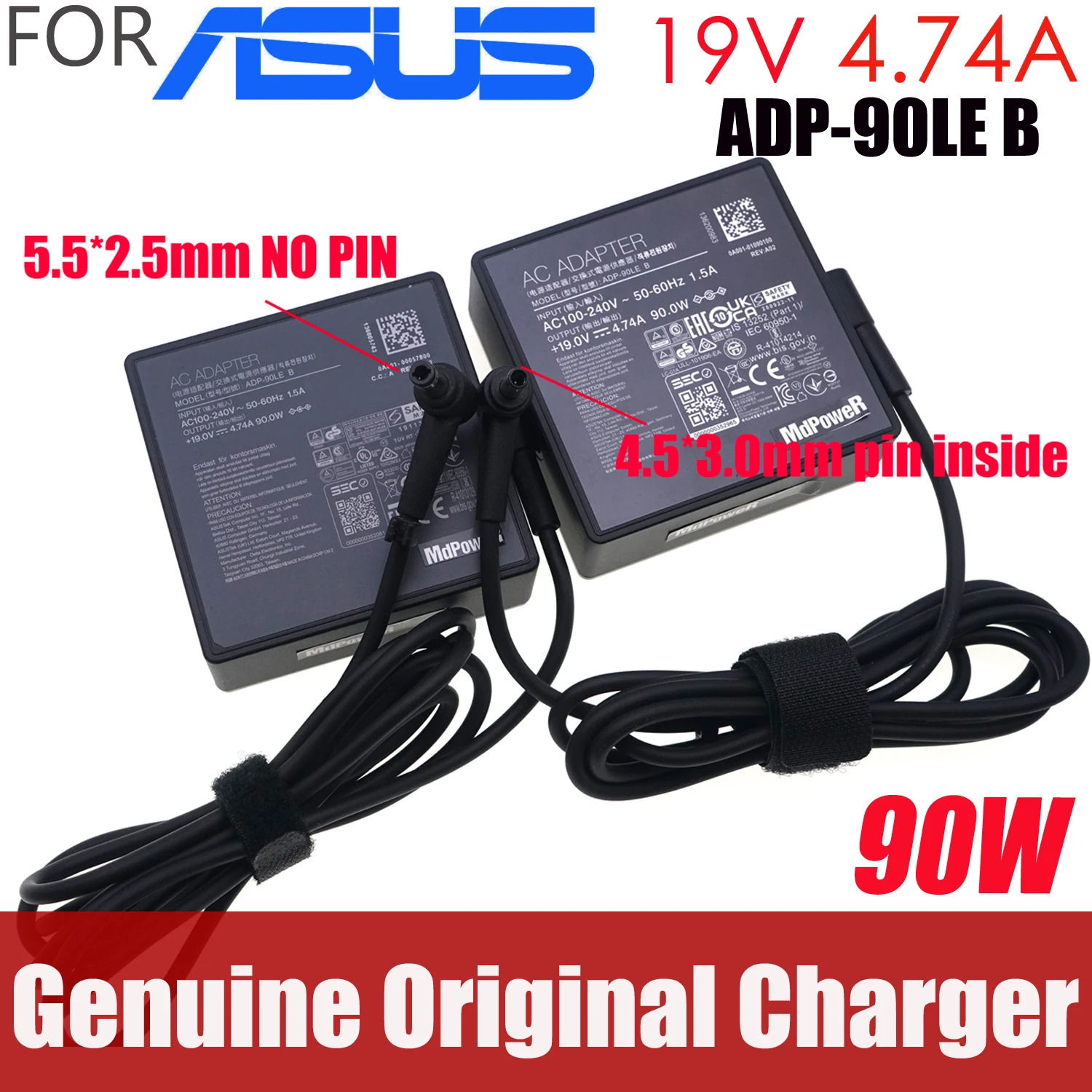 

Original 19V 4.74A 90W For ASUS EXA1202YH ADP-90YD B ADP-90LE B AC Adapter Charger 4.5*3.0mm 5.5*2.5mm Power Supply