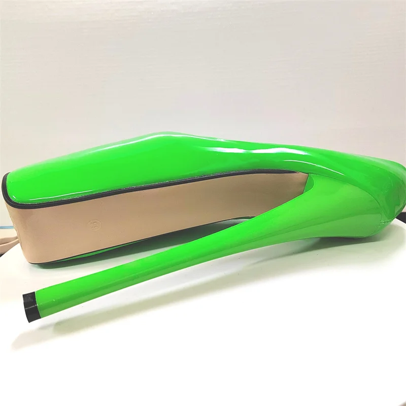 Sexy 22cm Extreme High Heels Platform Pumps Shoes Woman Patent Red Green Heeled Wedding Party Stripper Dance Shoes Large Size 50