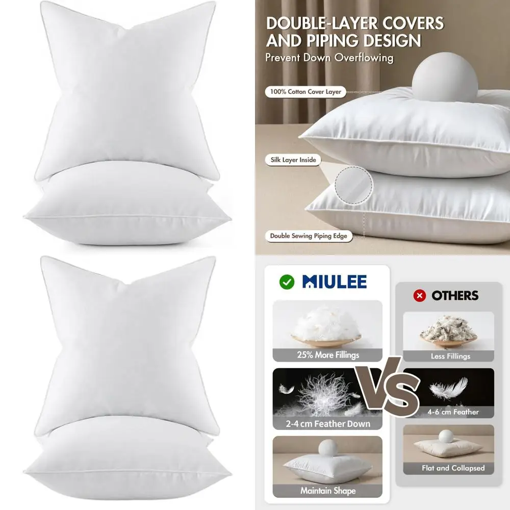 

Пара высококачественных наполнителей для подушек 20x20 с хлопковыми чехлами для домашнего декора