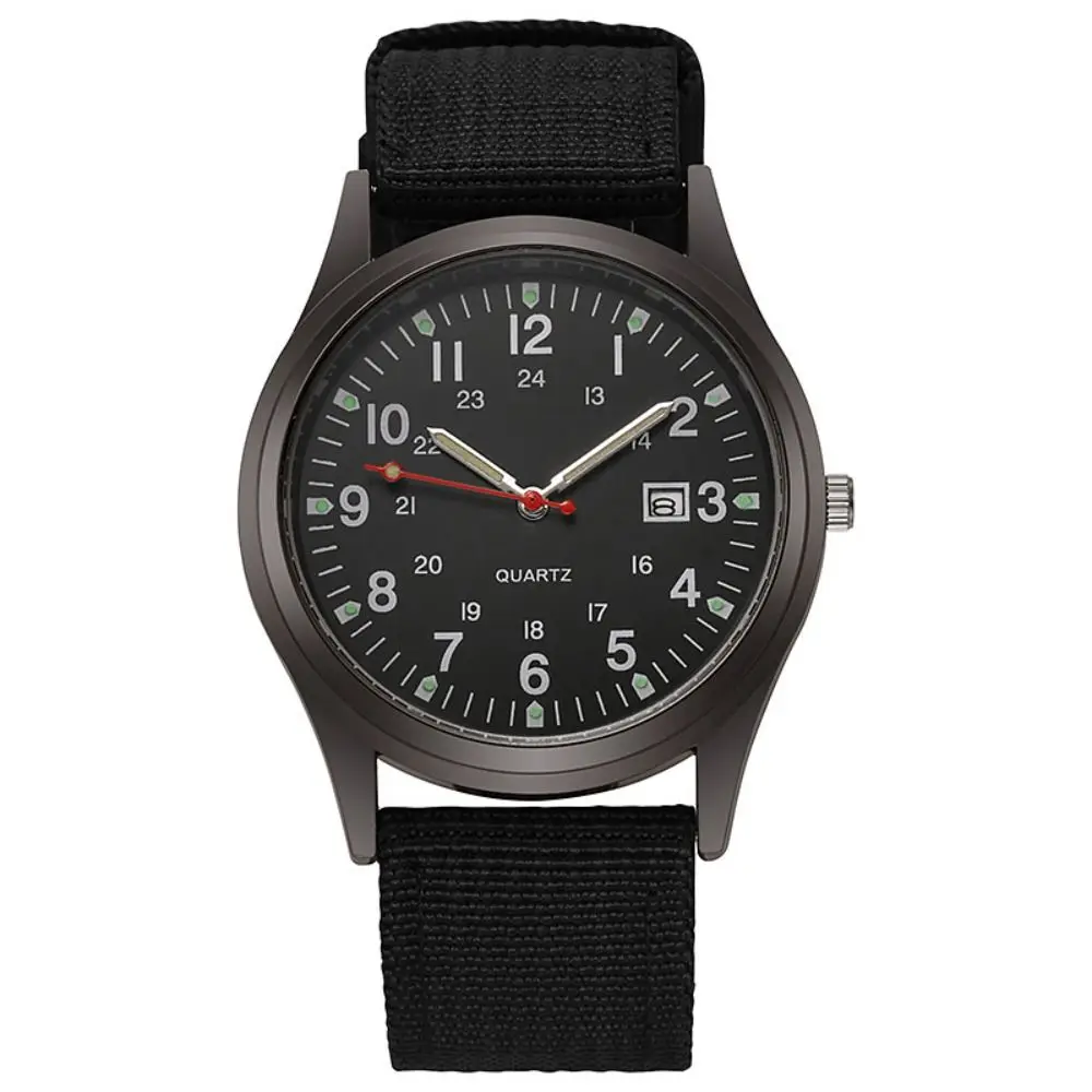 Canvas Band Canvas Men's Watch Date Display Calendar Nylon Band Watch Simple Design Quartz Movement Sports Quartz Watch