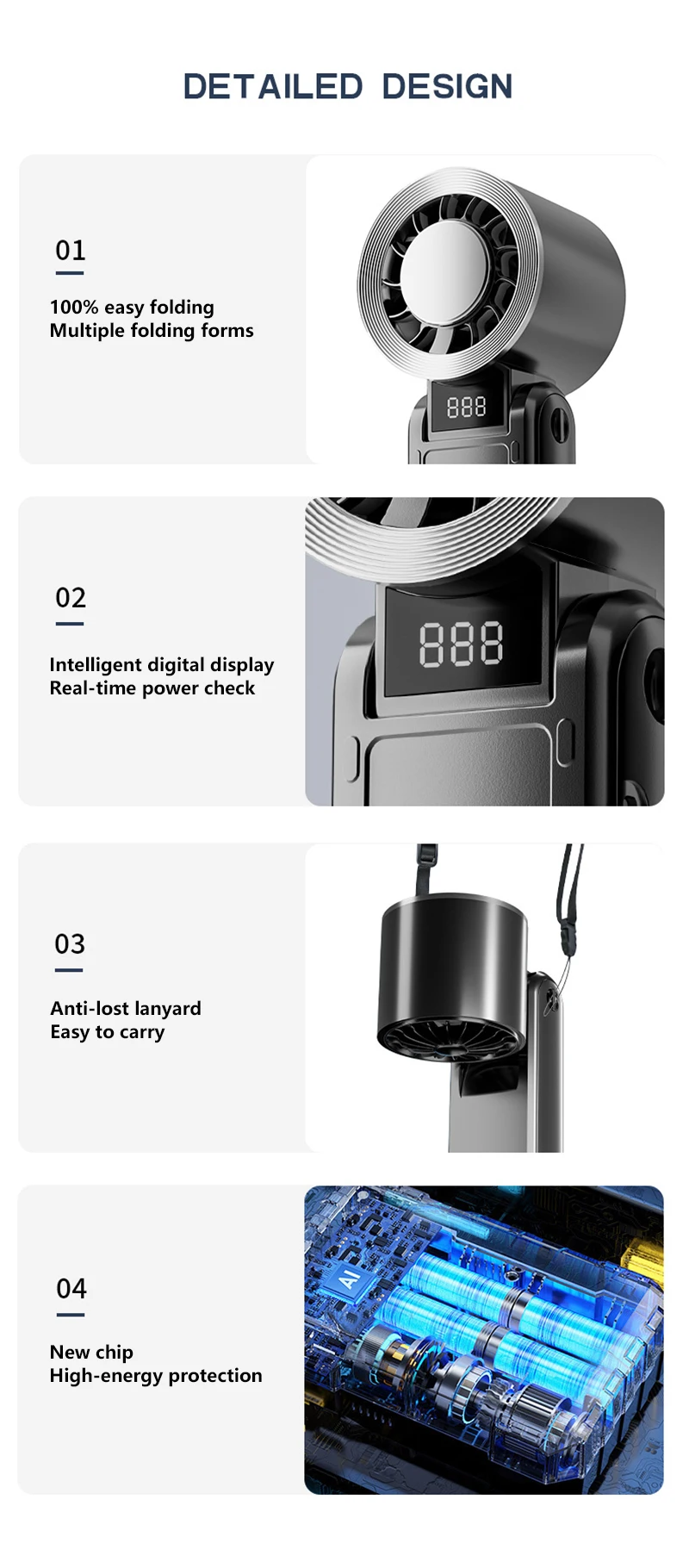 

New Handheld USB Fast Charging Silent High-Speed Air Cooling Portable Fan Personal for Travel Outdoor Activities 2025