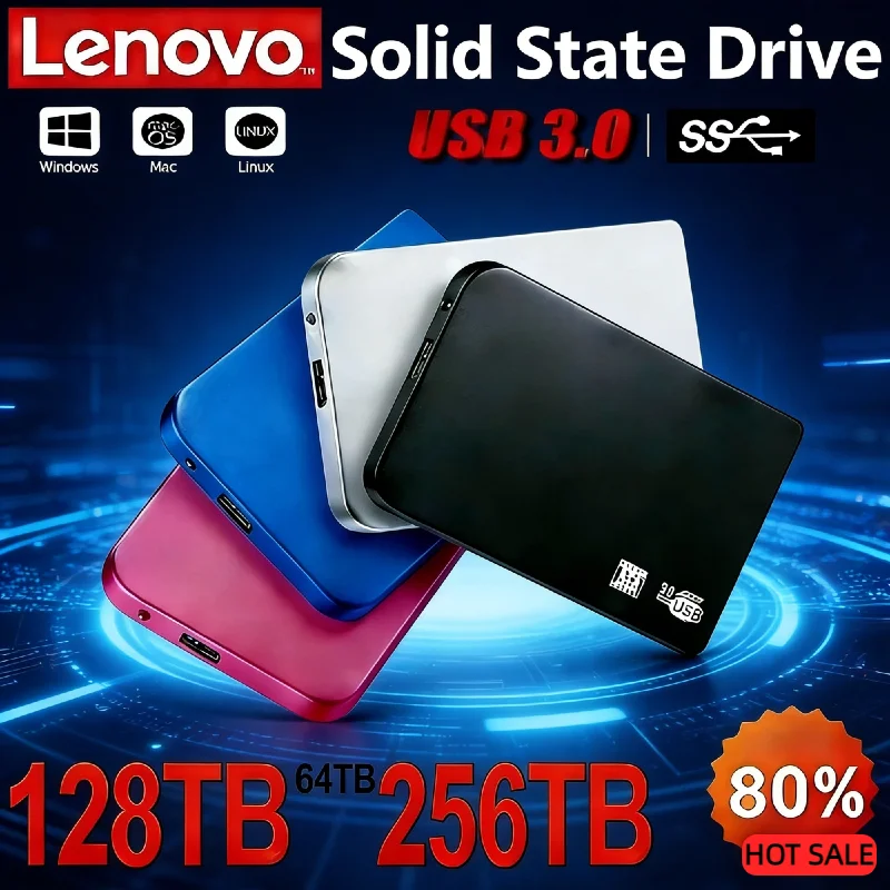 

Оригинальный портативный SSD-накопитель Lenovo с USB 3.0, высокоскоростной передачей данных, большой емкостью от 2 ТБ до 64 ТБ, обеспечивающий огромную объемную память.
