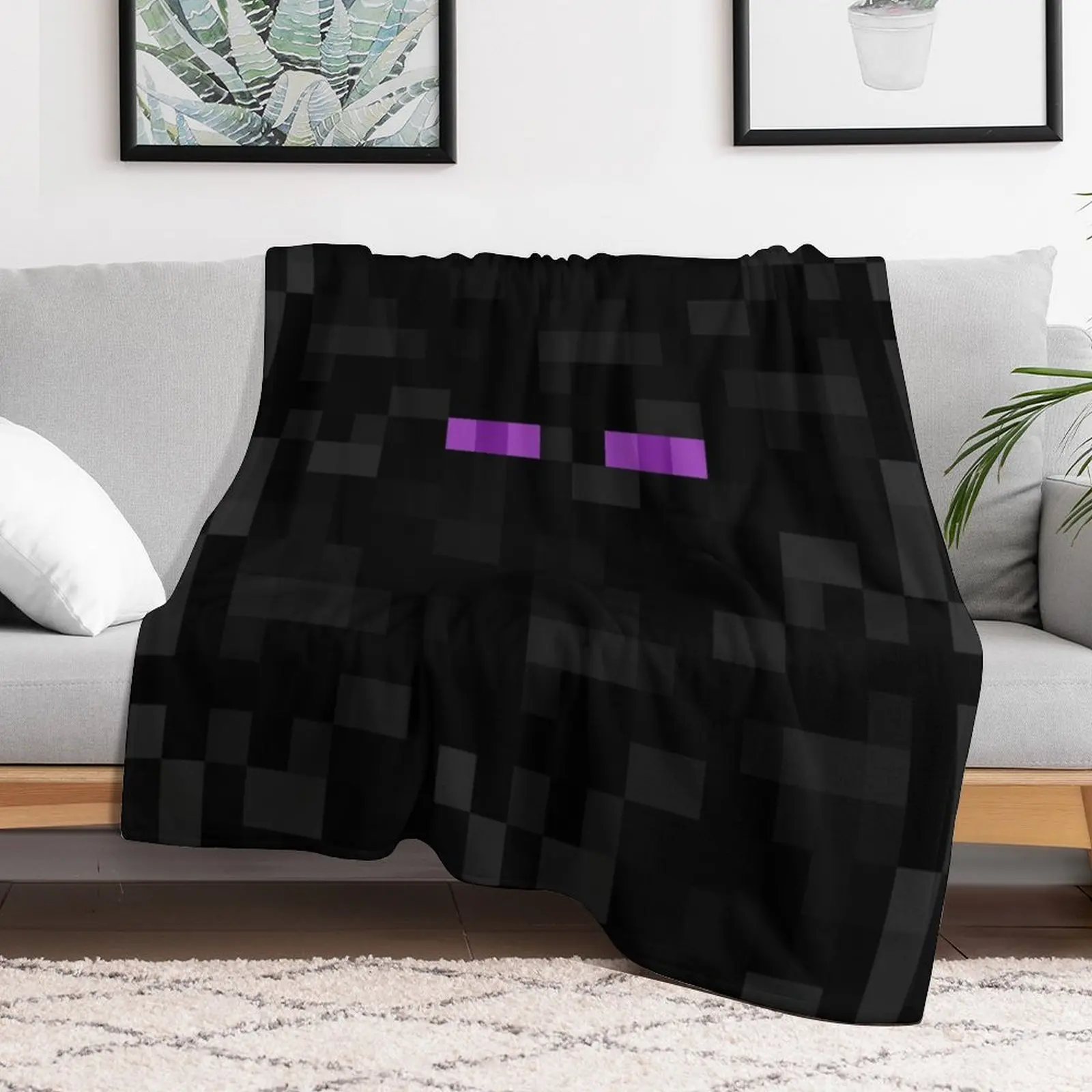 Enderman pattern Throw Blanket Shaggy Bed linens Blankets For Sofas Soft Blankets