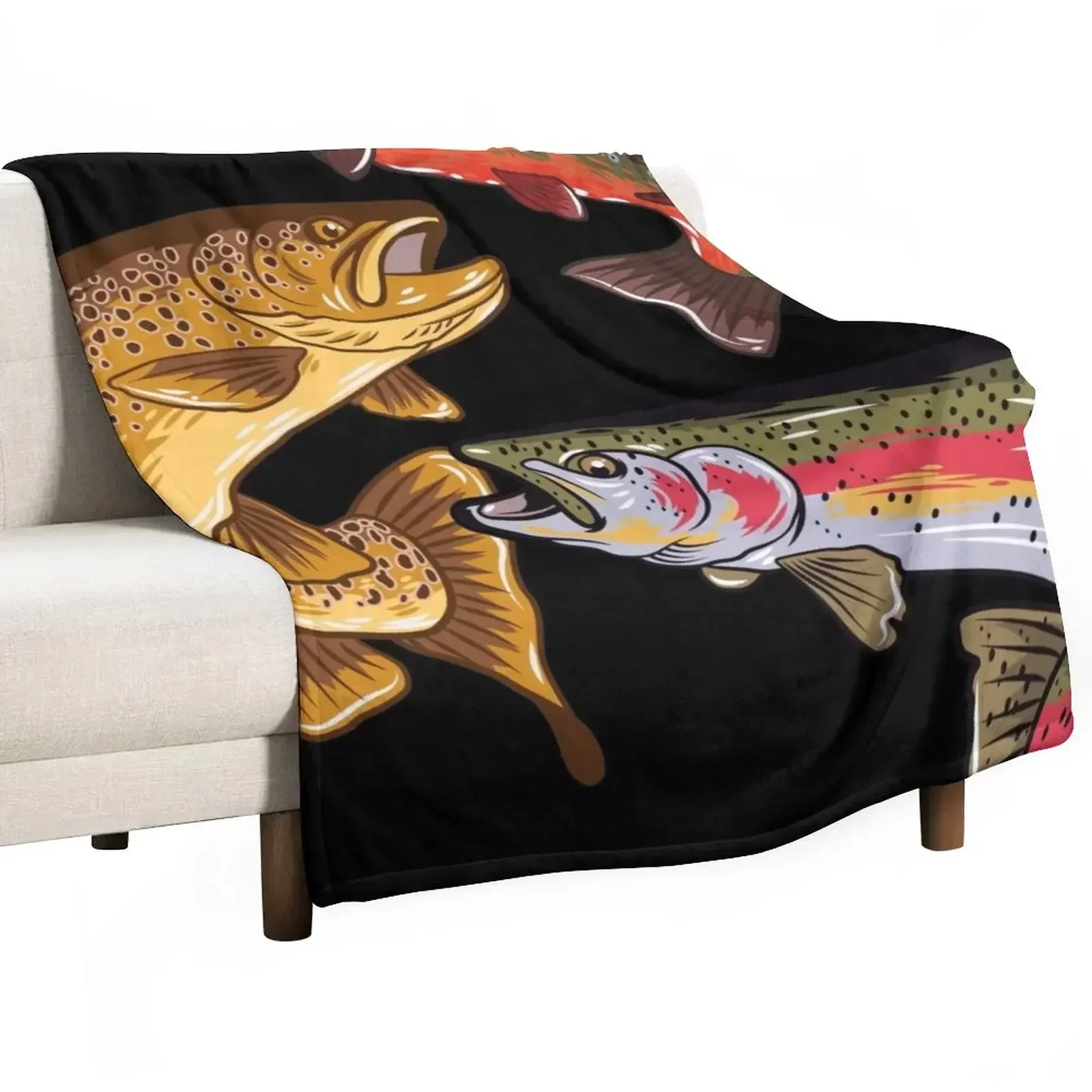 

Fly Fishing Trout Tribute Throw Blanket Extra Large Throw Flannels halloween manga Blankets