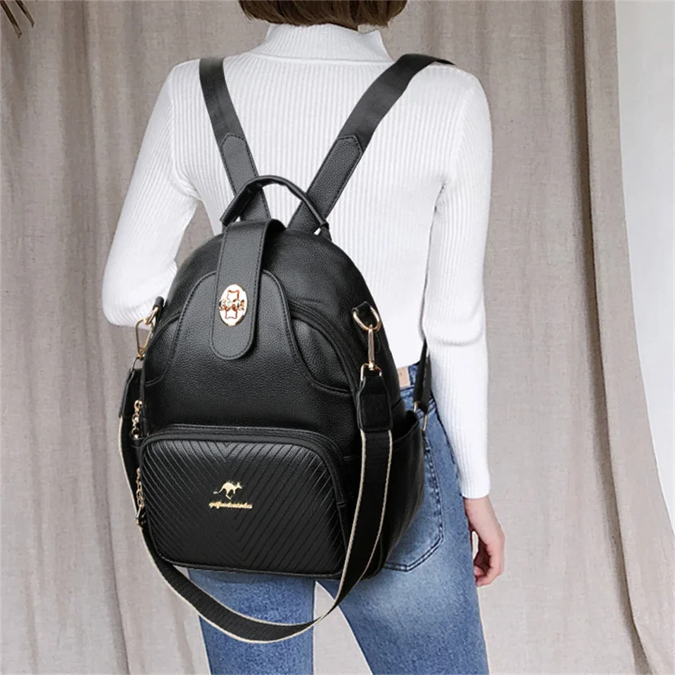 Women Backpack Female High Quality Soft Leather Book School Bags For Teenage Girls Sac A Dos Travel Back Pack Rucksacks Mochilas