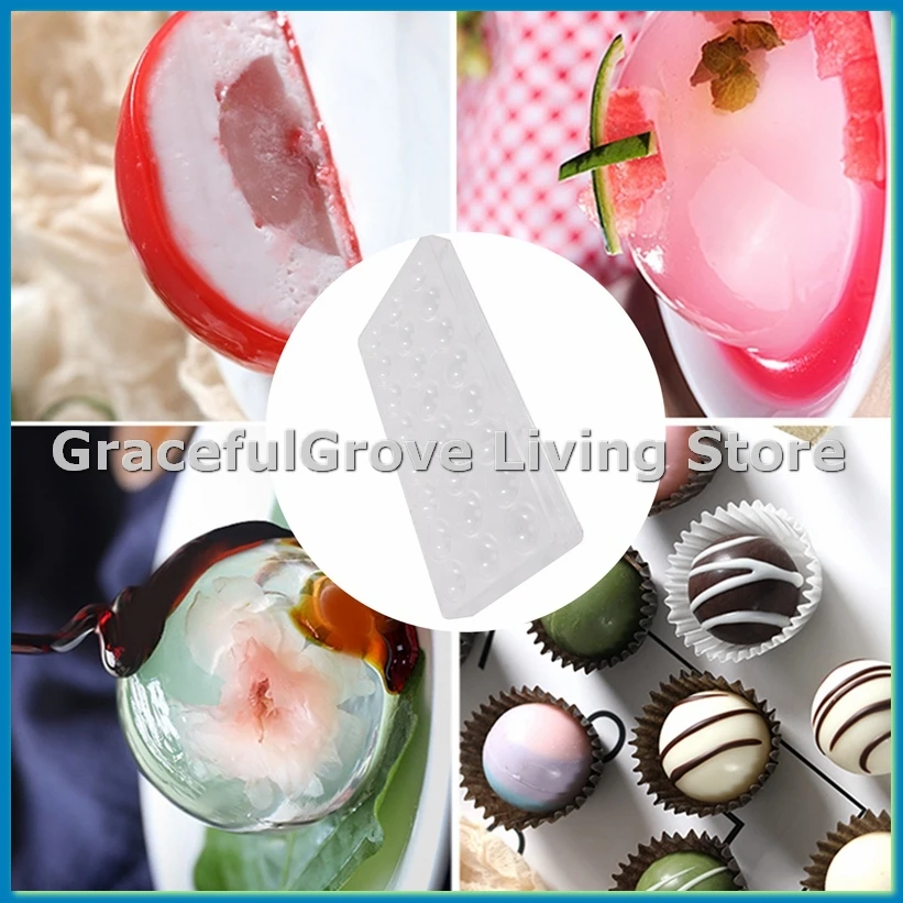 

24-луночная полушаровая форма для шоколада, поликарбонатная форма для шоколадного батончика, форма для изготовления конфет в форме полушарика, формы для выпечки-ABFB