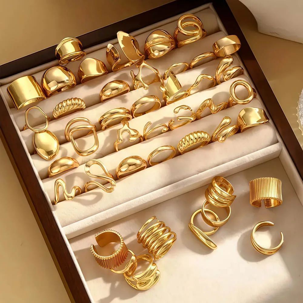 20/30 قطعة/الوحدة سحر الموضة بسيطة هندسية غير النظامية خط المفتوحة خواتم للنساء مزيج نمط أصابع مجوهرات اكسسوارات هدية حفلة #3