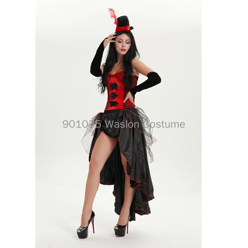 M-XL Burlesque Costume Saloon Girl Fancy Dress Women Fancy Dress Costume Girl Dance Outfit Top Skirt Hat Gloves