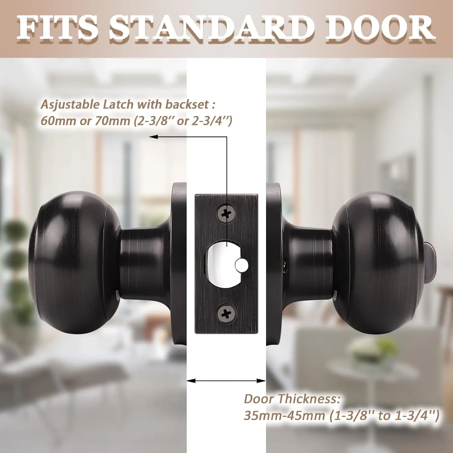 10 pacotes de maçanetas internas para banheiro, privacidade, sem chave, fechadura de porta em bronze polido com óleo