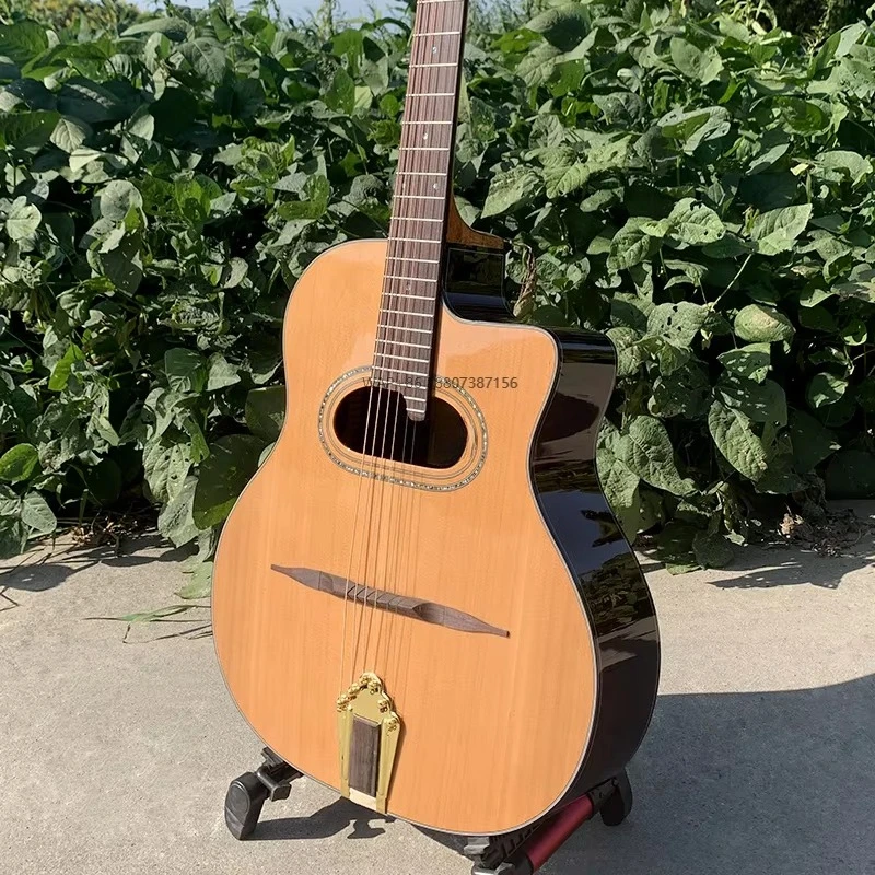 

Кедровый топ ручной работы на заказ в винтажном цыганском джазовом стиле, необычная акустическая гитара на продажу