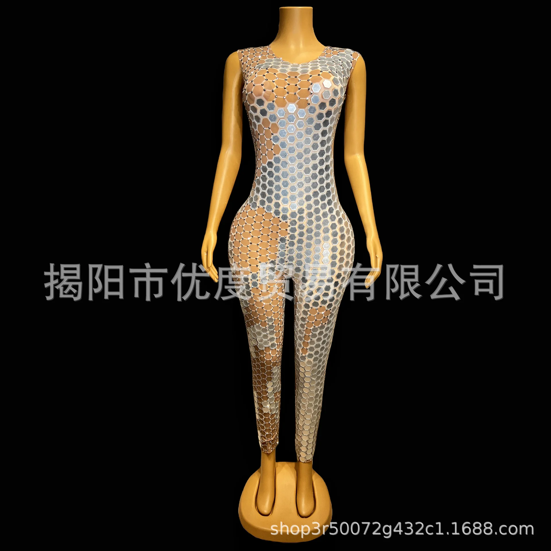 منظور غير منتظم شبكة ضئيلة المغنية ليلة الاستقبال حفلة بذلة أداء السراويل الفضية Abito حفل أنيق فاخر