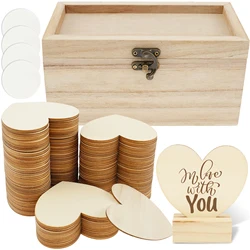 Wedding Guest Book Wedding Decor Drop Heart Guestbook Wooden Box with 100 Wooden Hearts Heart Sign Stand Table Decoration