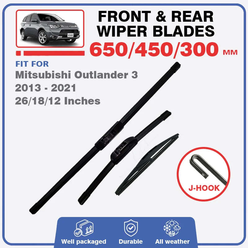 For Mitsubishi Outlander 3 MK3 2013 - 2021 Front Rear Window Windshield Wiper Blades Windscreen Accessories 26