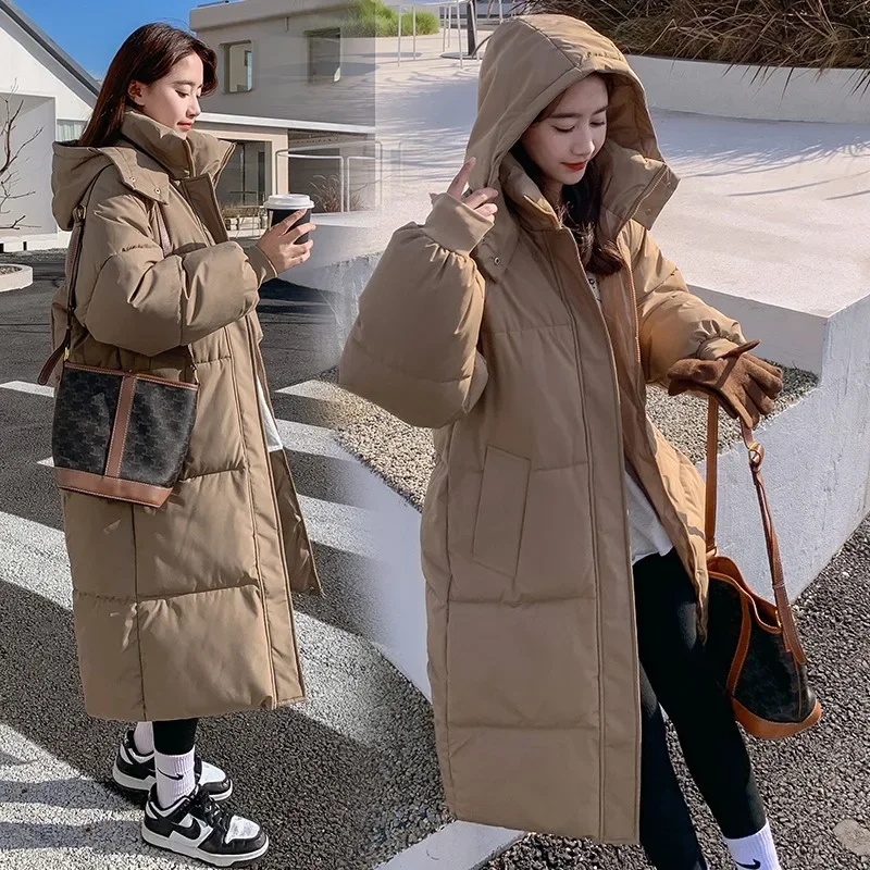 2025 nouvelle veste d'hiver pour femme épaissir fermetures éclair Double patte manteau longs Styles vêtements d'extérieur à capuche poches épissées amples femmes Parkas