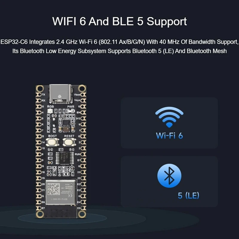 ESP32-C6-Pico-M Development Board Wifi 6 Microcontroller ESP32-C6-MINI-1 Module Supports For ESP-IDF