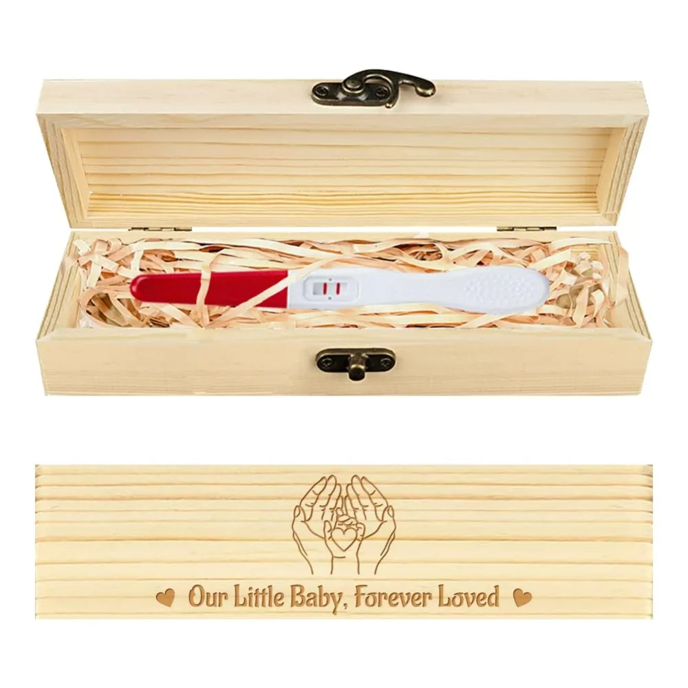 Pregnancy Test Keepsake Box with Raffia Ribbon and Lock Hand Wood Announced Box Surprise Wooden Pregnancy Announcement Box Gifts